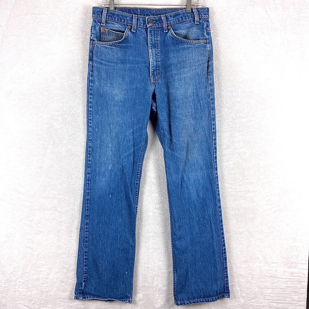 VTG Levis 517 Jeans Mens 34x33 Orange Tab Faded Indigo Bootcut 20517-0217 USA